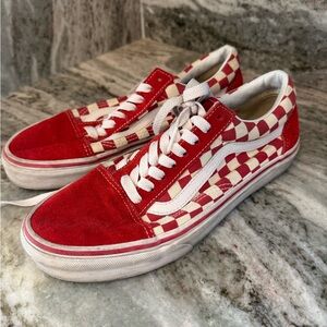 Vans Red and White Checkered Women's Shoes
